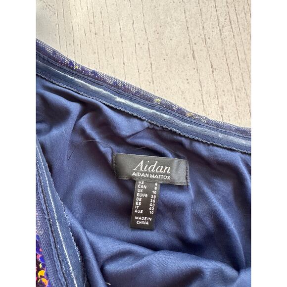 Aidan Mattox Iridescent Sequin One Shoulder Mini Cocktail Dress mermaidcore - Picture 4 of 6